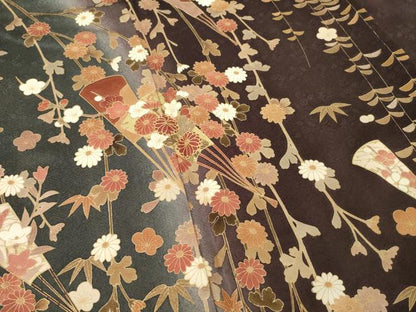 平和屋着物●訪問着　扇面花文　金彩　正絹　逸品　AABF8974ck
