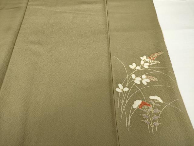 平和屋着物●訪問着　草花文　鹿　暈し染め　金彩　正絹　逸品　AABF8978ck