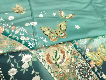 平和屋着物●英王室献上友禅作家　木下勝功　訪問着　鳳凰更紗花蝶文　金銀彩　正絹　逸品　AABF8980ck