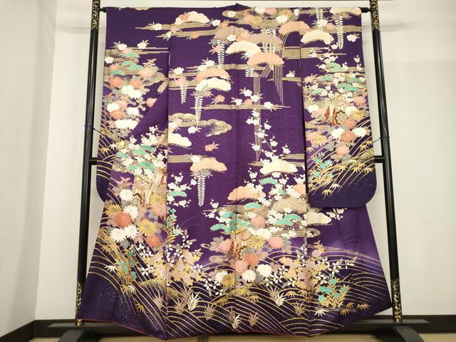 平和屋着物●豪華振袖 御所車花文 金彩 正絹 逸品 AABF8982ck