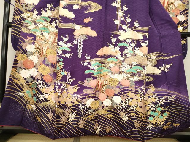 平和屋着物●豪華振袖 御所車花文 金彩 正絹 逸品 AABF8982ck