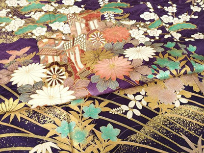 平和屋着物●豪華振袖 御所車花文 金彩 正絹 逸品 AABF8982ck