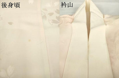 平和屋着物●振袖用長襦袢 袷 桜地紋 暈し染め 正絹 逸品 AABF8987ck