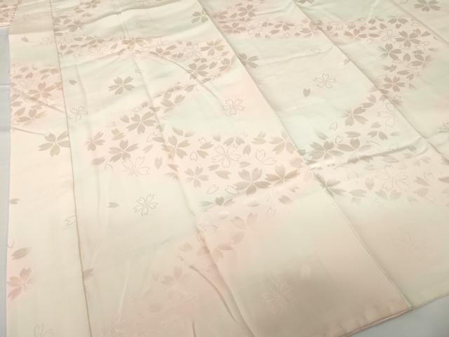 平和屋着物●振袖用長襦袢 袷 桜地紋 暈し染め 正絹 逸品 AABF8987ck