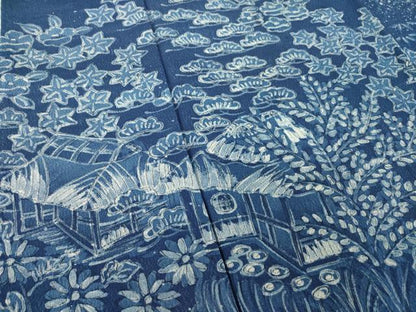 平和屋着物●訪問着 作家物 藍 風景文 正絹 逸品 AABF8988ck