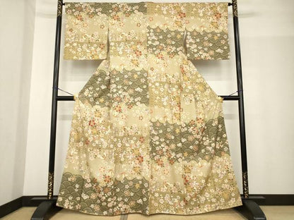 平和屋着物●訪問着　青海波花蝶文　金彩　正絹　逸品　AABF8992ck