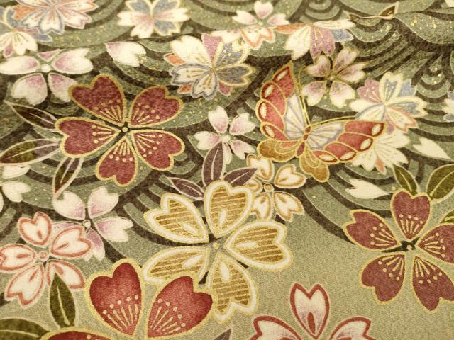 平和屋着物●訪問着　青海波花蝶文　金彩　正絹　逸品　AABF8992ck