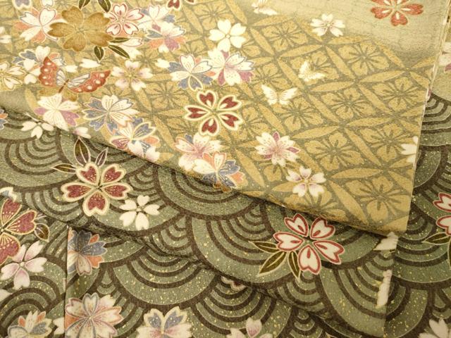 平和屋着物●訪問着　青海波花蝶文　金彩　正絹　逸品　AABF8992ck