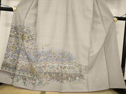 平和屋着物●訪問着　更紗花文　金彩　洗える着物　AABF8993ck