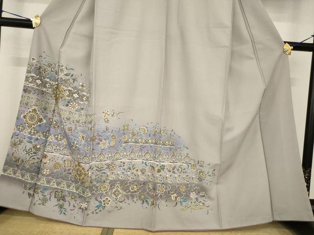 平和屋着物●訪問着　更紗花文　金彩　洗える着物　AABF8993ck