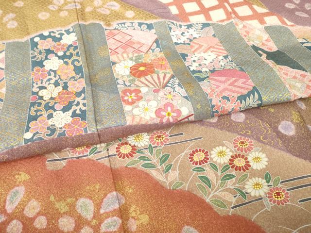 平和屋着物●京友禅の第一人者　松井青々　訪問着　駒刺繍　雪輪重ね花文　金彩　正絹　逸品　AABF8997ck