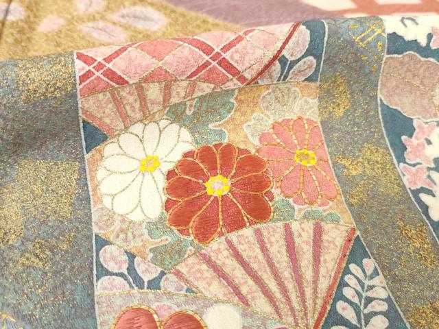 平和屋着物●京友禅の第一人者　松井青々　訪問着　駒刺繍　雪輪重ね花文　金彩　正絹　逸品　AABF8997ck