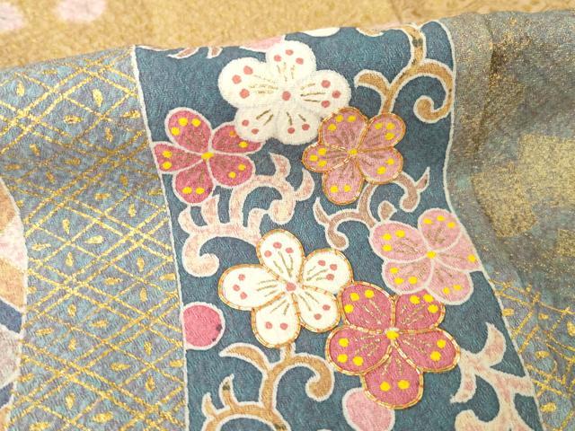 平和屋着物●京友禅の第一人者　松井青々　訪問着　駒刺繍　雪輪重ね花文　金彩　正絹　逸品　AABF8997ck