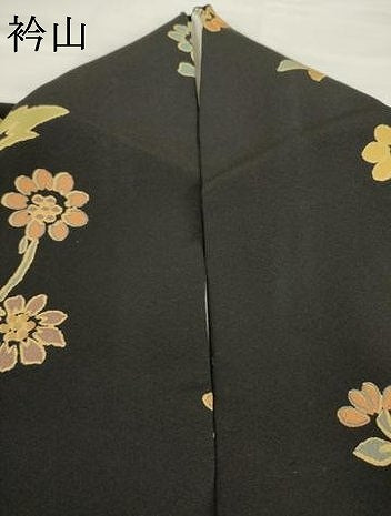 平和屋着物●訪問着　花鳥文　黒地　正絹　逸品　AABF8999ck