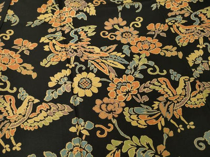 平和屋着物●訪問着　花鳥文　黒地　正絹　逸品　AABF8999ck