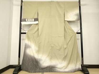 平和屋着物●訪問着　縫め絞り織　流水文　反端付き　正絹　逸品　AABF9000ck