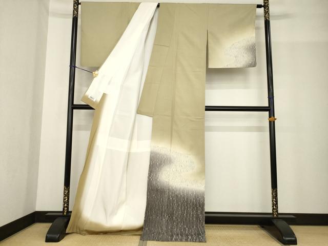 平和屋着物●訪問着　縫め絞り織　流水文　反端付き　正絹　逸品　AABF9000ck