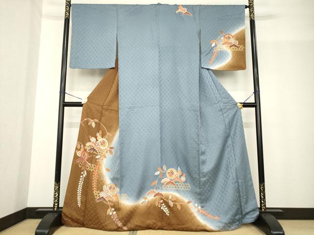 平和屋着物●訪問着　吉祥花蝶文　正絹　逸品　AABF9001ck
