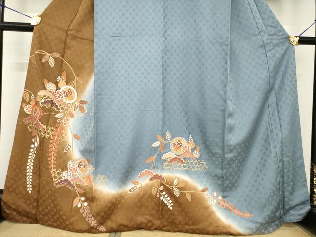 平和屋着物●訪問着　吉祥花蝶文　正絹　逸品　AABF9001ck