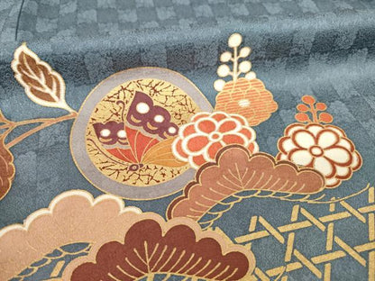平和屋着物●訪問着　吉祥花蝶文　正絹　逸品　AABF9001ck