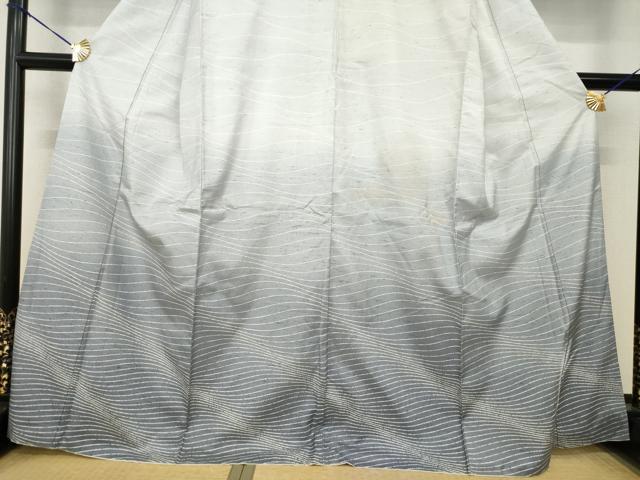 平和屋着物●石川県指定無形文化財　牛首紬　白山工房　手織り　訪問着　流水文　暈し染め　正絹　逸品　AABF9006ck