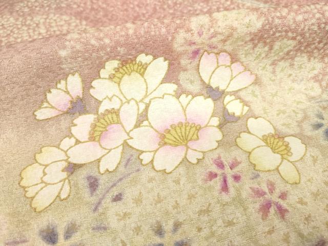 平和屋着物●訪問着　枝花文　暈し染め　金通し地　正絹　逸品　AABF9009ck