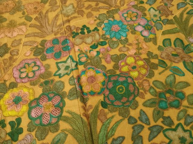 平和屋着物●訪問着　紬地　辻が花　総刺繍　中国三大刺繍　汕頭刺繍　スワトウ刺繍　相良刺繍　流水花文　正絹　逸品　未使用　AABF9011ck
