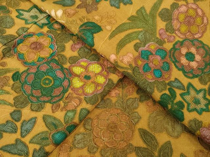 平和屋着物●訪問着　紬地　辻が花　総刺繍　中国三大刺繍　汕頭刺繍　スワトウ刺繍　相良刺繍　流水花文　正絹　逸品　未使用　AABF9011ck