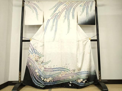 平和屋着物●訪問着　作家物　辻が花　舞花文　暈し染め　正絹　逸品　AABF9012ck