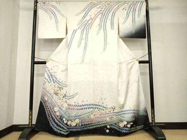 平和屋着物●訪問着　作家物　辻が花　舞花文　暈し染め　正絹　逸品　AABF9012ck