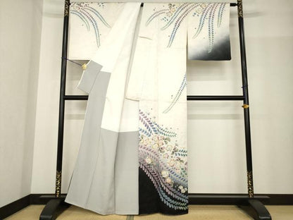平和屋着物●訪問着　作家物　辻が花　舞花文　暈し染め　正絹　逸品　AABF9012ck