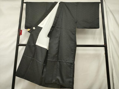 平和屋着物●男性　黒紋付　羽織・行灯袴・つけ帯セット　洗える着物　逸品　AABF9013ck
