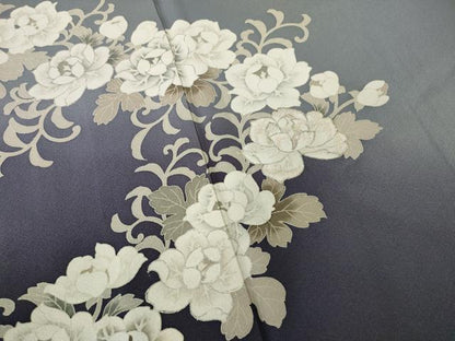 平和屋着物●訪問着　刺繍　花唐草文　暈し染め　銀糸　正絹　逸品　AABF9016ck