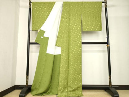 平和屋着物●黄金糸　お召　梅　正絹　逸品　AABF9017ck