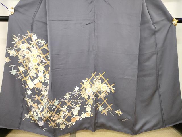 平和屋着物●創業460年・千總　訪問着　駒刺繍　花籬文　金彩　正絹　逸品　AABF9018ck