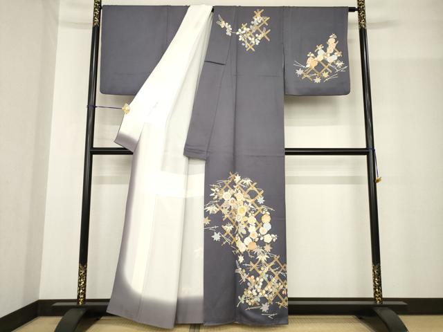平和屋着物●創業460年・千總　訪問着　駒刺繍　花籬文　金彩　正絹　逸品　AABF9018ck
