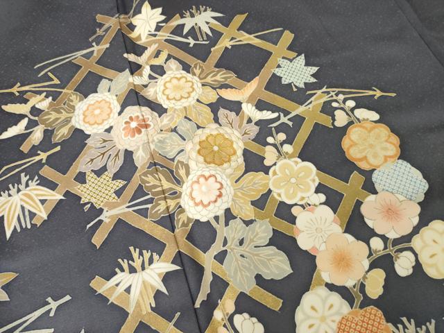 平和屋着物●創業460年・千總　訪問着　駒刺繍　花籬文　金彩　正絹　逸品　AABF9018ck