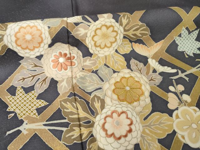 平和屋着物●創業460年・千總　訪問着　駒刺繍　花籬文　金彩　正絹　逸品　AABF9018ck