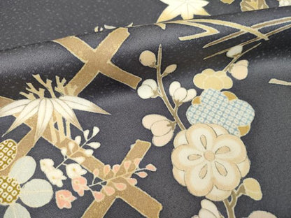 平和屋着物●創業460年・千總　訪問着　駒刺繍　花籬文　金彩　正絹　逸品　AABF9018ck