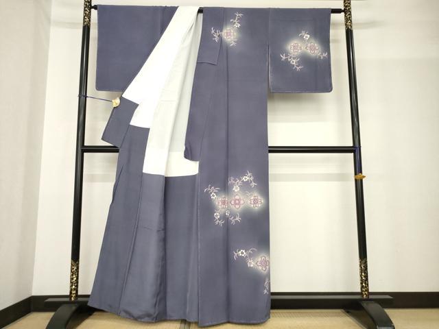 平和屋着物●訪問着　刺繍　舞花文　暈し染め　金彩　正絹　逸品　AABF9019ck