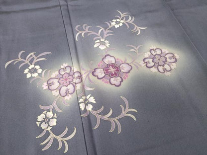 平和屋着物●訪問着　刺繍　舞花文　暈し染め　金彩　正絹　逸品　AABF9019ck