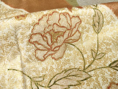 平和屋着物●訪問着　駒刺繍　花蝶文　金彩　正絹　逸品　AABF9020ck