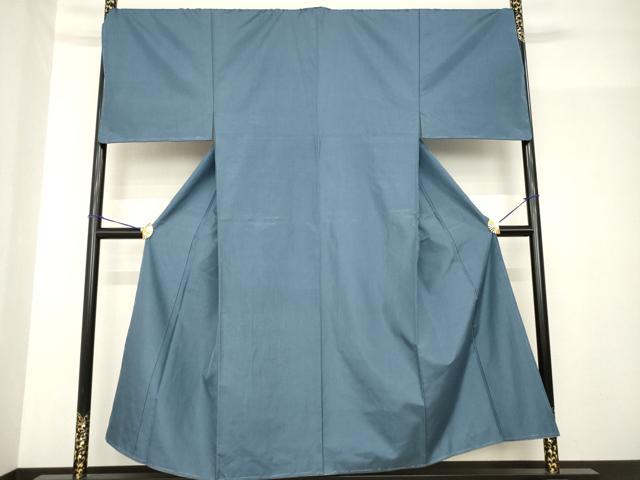 平和屋着物●男性　紬　色無地　鉄御納戸色　正絹　逸品　AABF9022ck