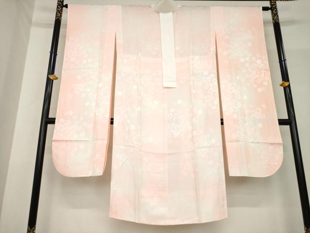 平和屋着物●振袖用長襦袢 無双仕立て 舞桜地紋 東急百貨店扱い 正絹 逸品 AABF9026ck