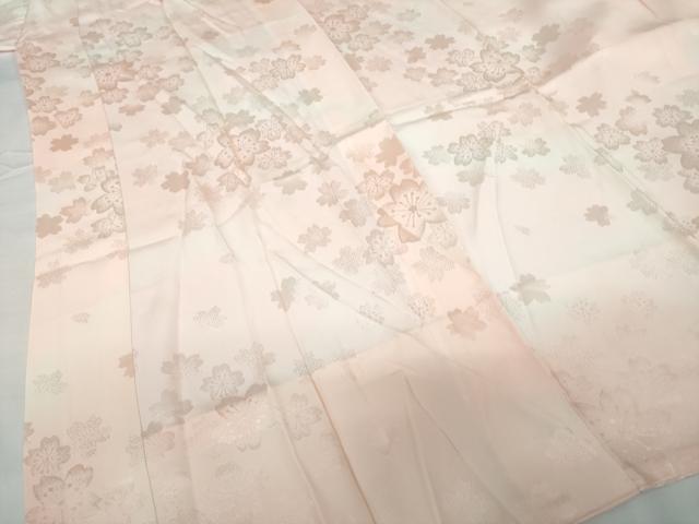 平和屋着物●振袖用長襦袢 無双仕立て 舞桜地紋 東急百貨店扱い 正絹 逸品 AABF9026ck