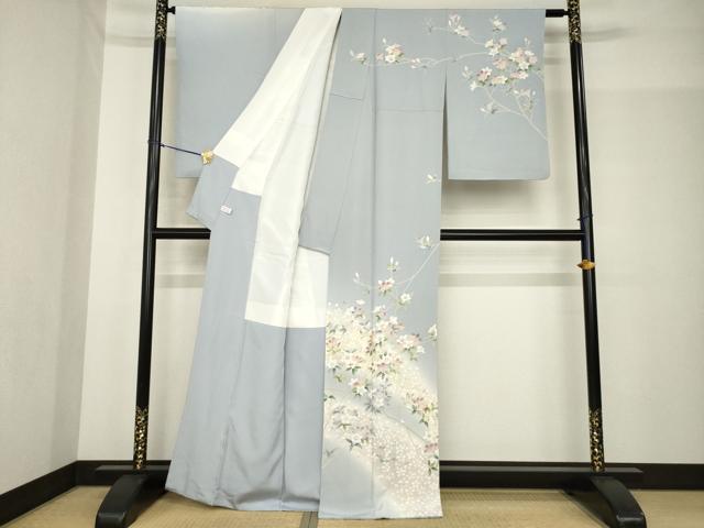 平和屋着物●訪問着　友禅　作家物　枝花文　暈し染め　正絹　逸品　AABF9029ck