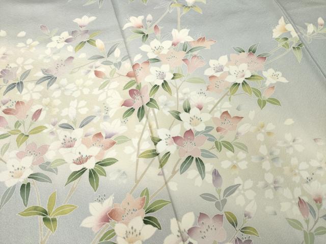 平和屋着物●訪問着　友禅　作家物　枝花文　暈し染め　正絹　逸品　AABF9029ck