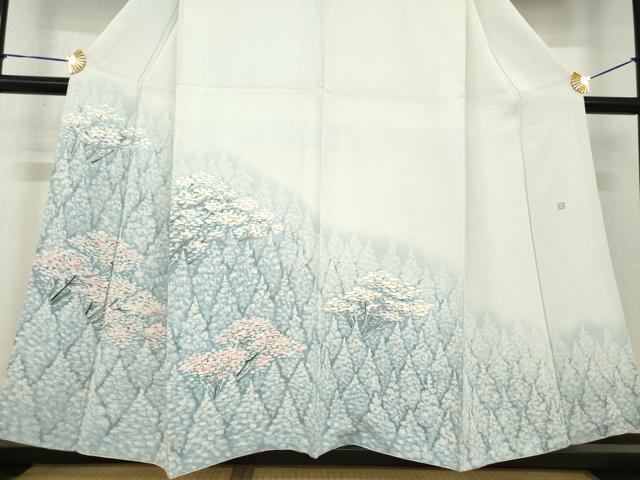 平和屋着物●訪問着　友禅　作家物　樹林文　暈し染め　金彩　正絹　逸品　AABF9031ck