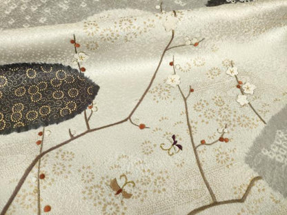 平和屋着物●訪問着　絞り　草花文　金彩　正絹　逸品　AABF9037ck