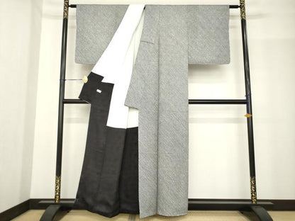 平和屋着物●大変加工の良い総絞り小紋　黒地　正絹　逸品　AABF9039ck